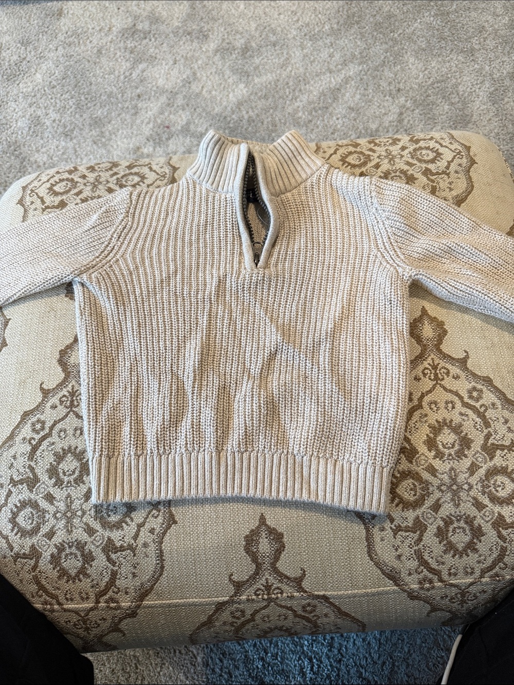 The Children's Place Cream Knit Sherpa-Lined Collar Half Zip Sweater